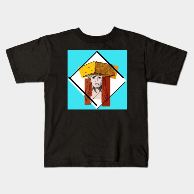 Cheese Hat Kat Kids T-Shirt by PurgatoryArchaeologicalSurvey